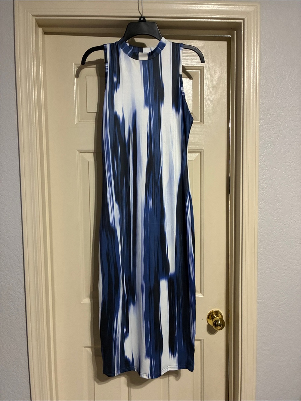 Sleeveless Blue & White Striped Midi Dress